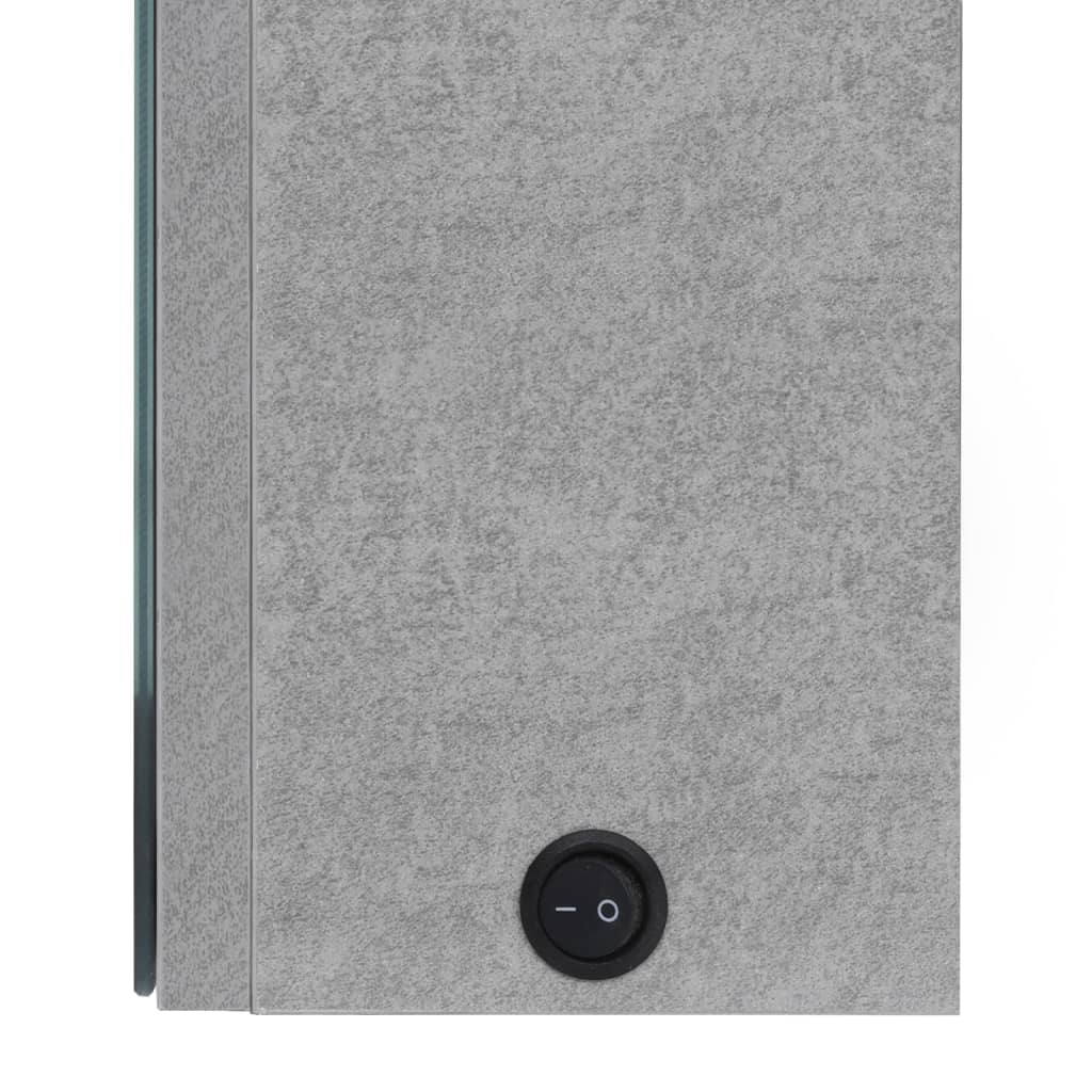 vidaXL Szafka łazienkowa z lustrem i LED, szarość betonu, 50x13x70 cm