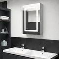 vidaXL Szafka łazienkowa z lustrem i LED, szarość betonu, 50x13x70 cm