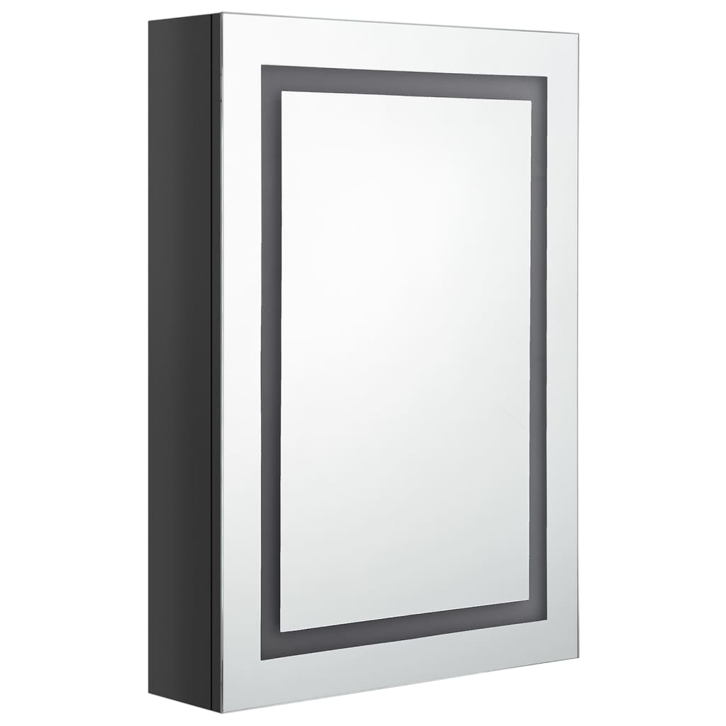vidaXL Szafka łazienkowa z lustrem i LED, lśniąca czerń, 50x13x70 cm