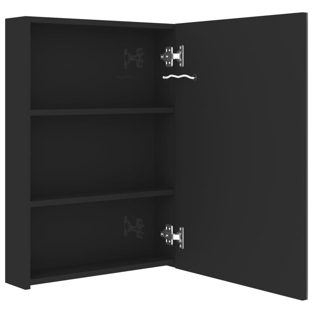 vidaXL Szafka łazienkowa z lustrem i LED, lśniąca czerń, 50x13x70 cm