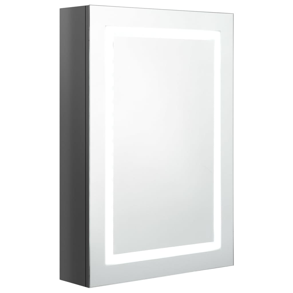 vidaXL Szafka łazienkowa z lustrem i LED, lśniąca szarość, 50x13x70 cm