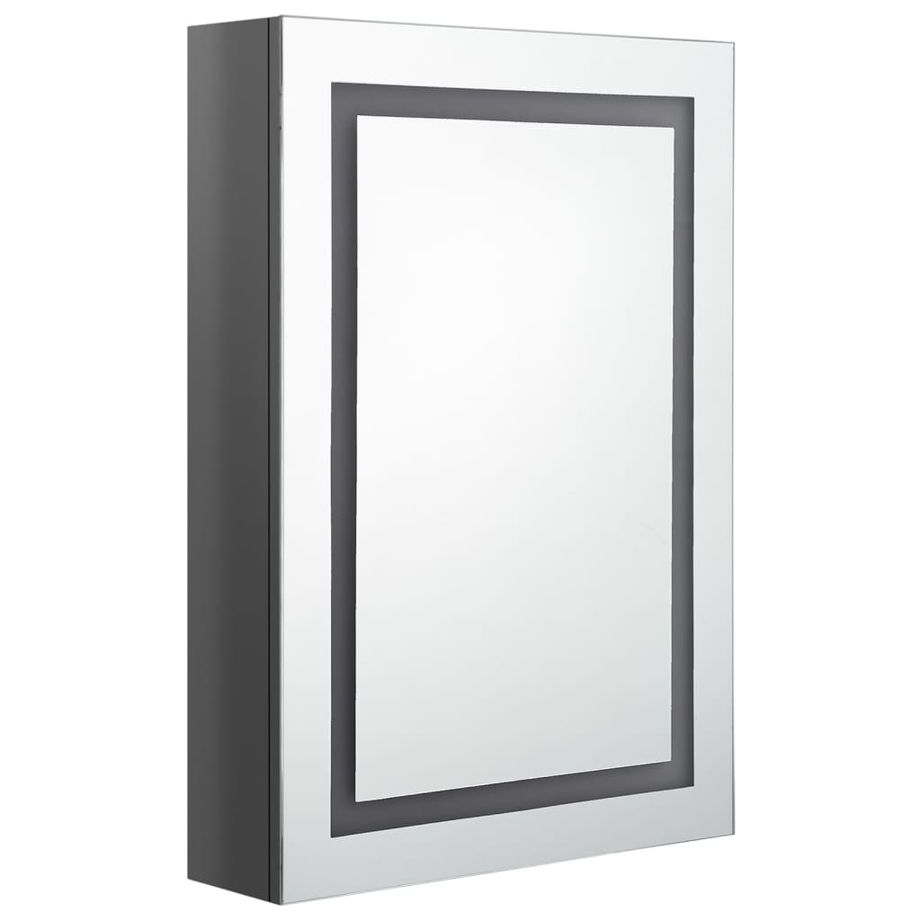 vidaXL Szafka łazienkowa z lustrem i LED, lśniąca szarość, 50x13x70 cm