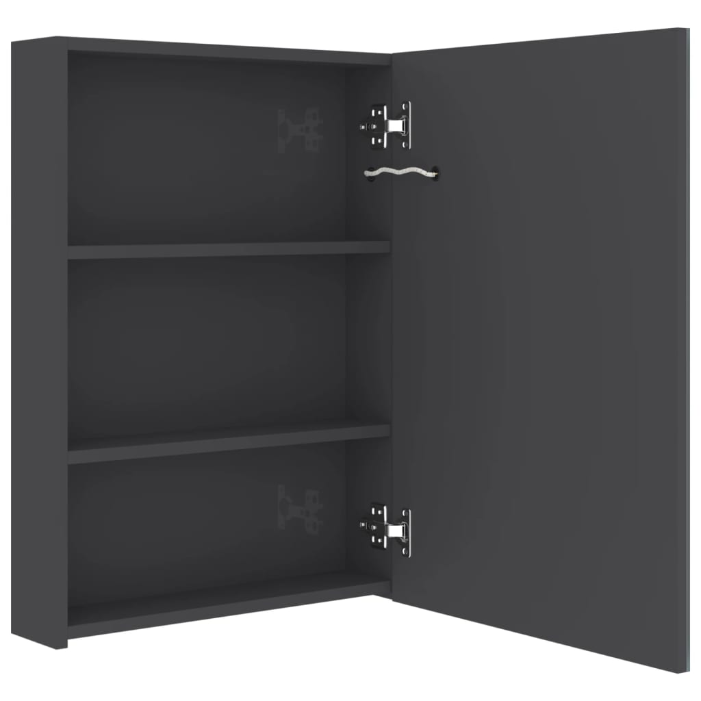 vidaXL Szafka łazienkowa z lustrem i LED, lśniąca szarość, 50x13x70 cm