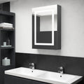 vidaXL Szafka łazienkowa z lustrem i LED, lśniąca szarość, 50x13x70 cm