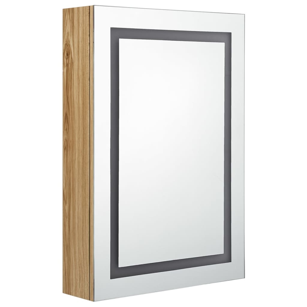 vidaXL Szafka łazienkowa z lustrem i LED, kolor dębu, 50x13x70 cm