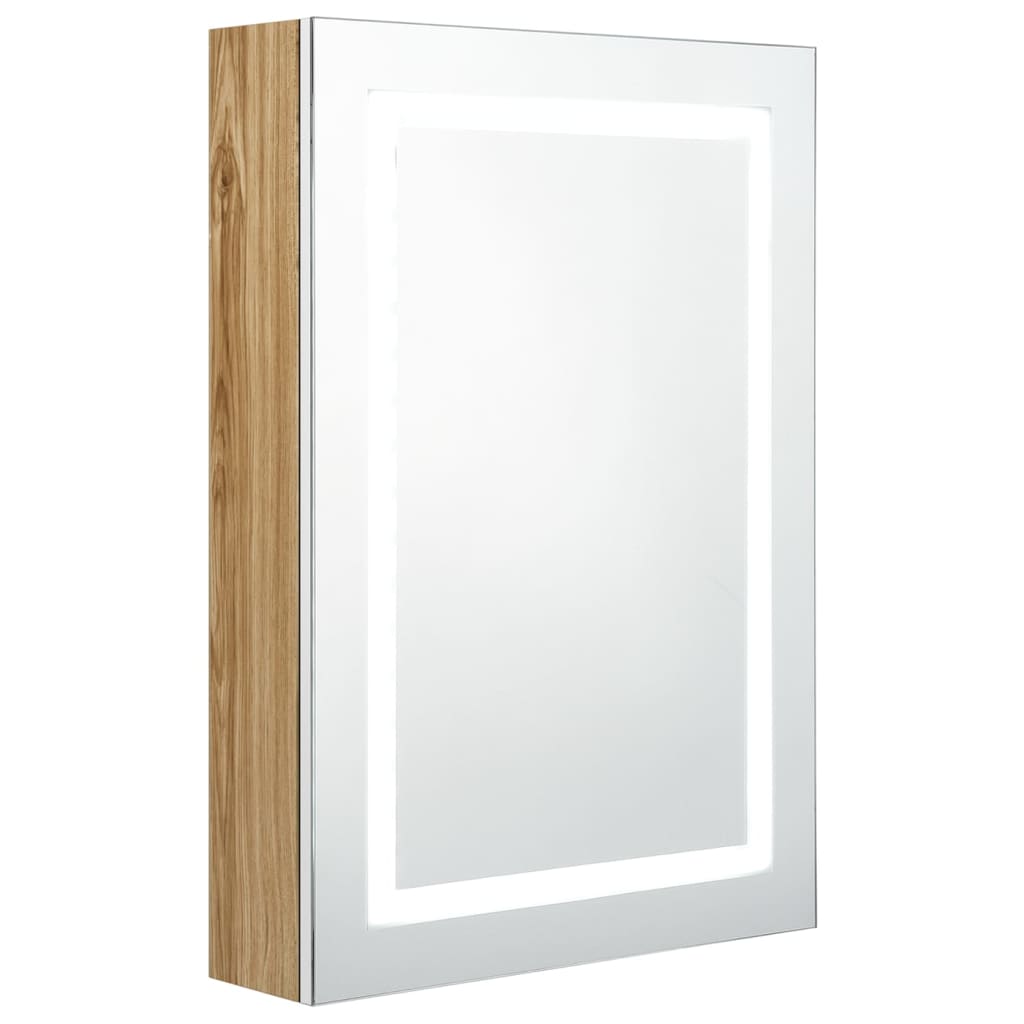 vidaXL Szafka łazienkowa z lustrem i LED, biel i dąb, 50x13x70 cm