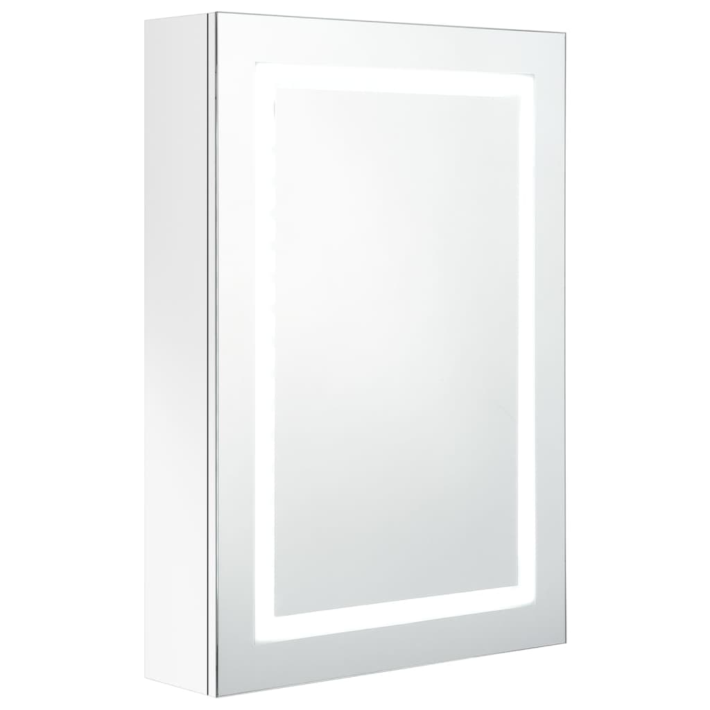 vidaXL Szafka łazienkowa z lustrem i LED, lśniąca biel, 50x13x70 cm