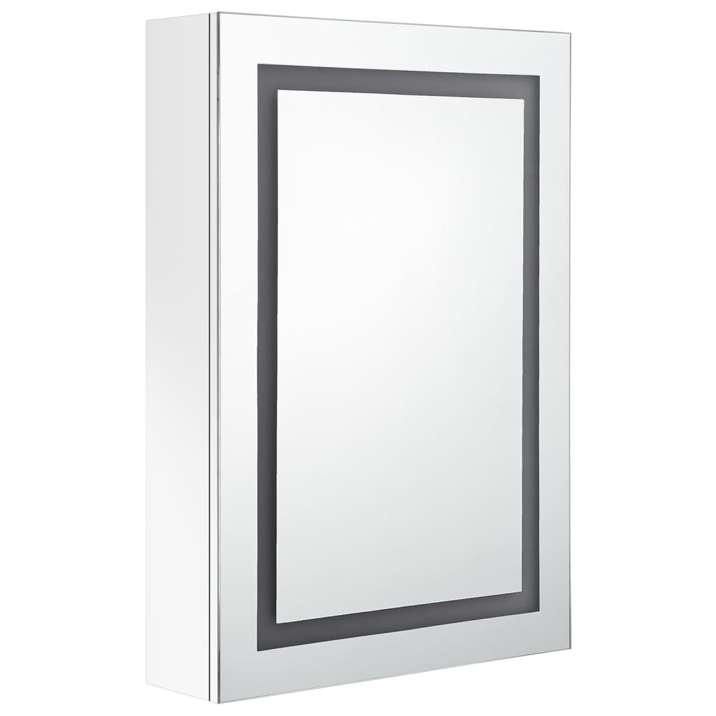 vidaXL Szafka łazienkowa z lustrem i LED, lśniąca biel, 50x13x70 cm