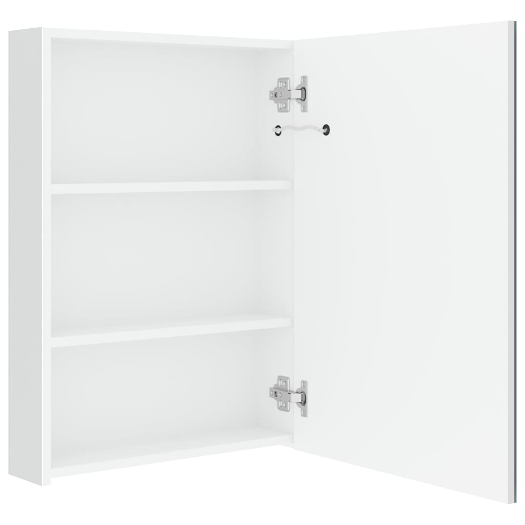 vidaXL Szafka łazienkowa z lustrem i LED, lśniąca biel, 50x13x70 cm
