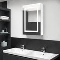 vidaXL Szafka łazienkowa z lustrem i LED, lśniąca biel, 50x13x70 cm
