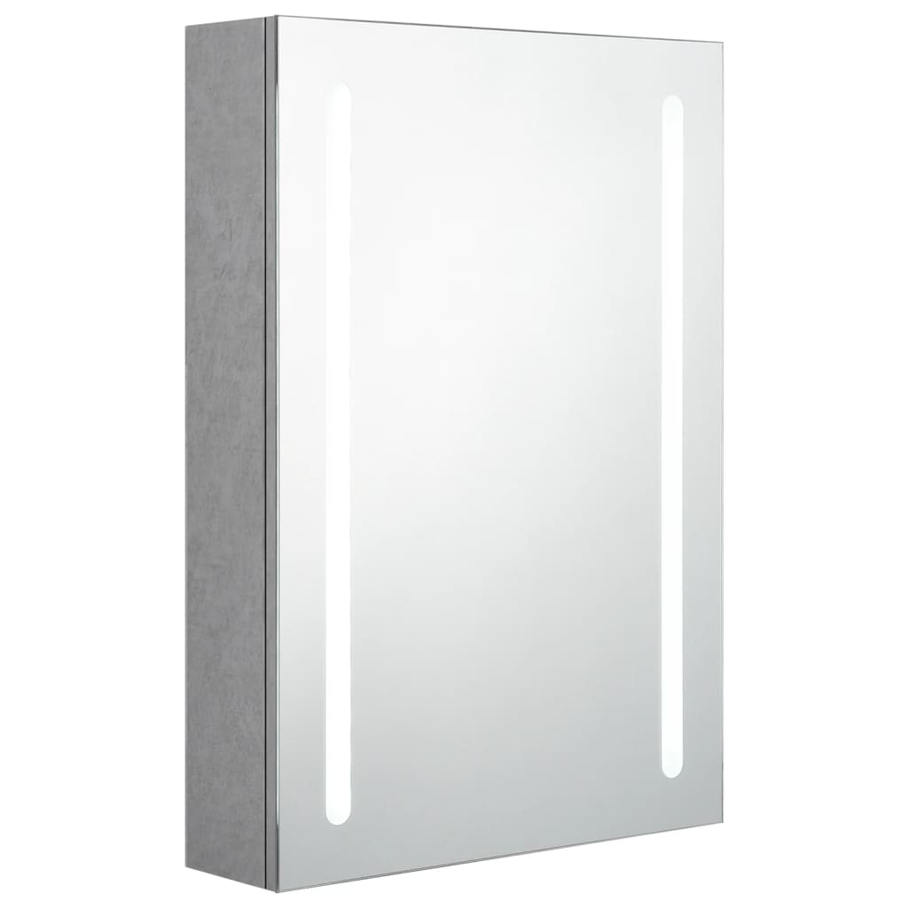 vidaXL Szafka łazienkowa z lustrem i LED, szarość betonu, 50x13x70 cm
