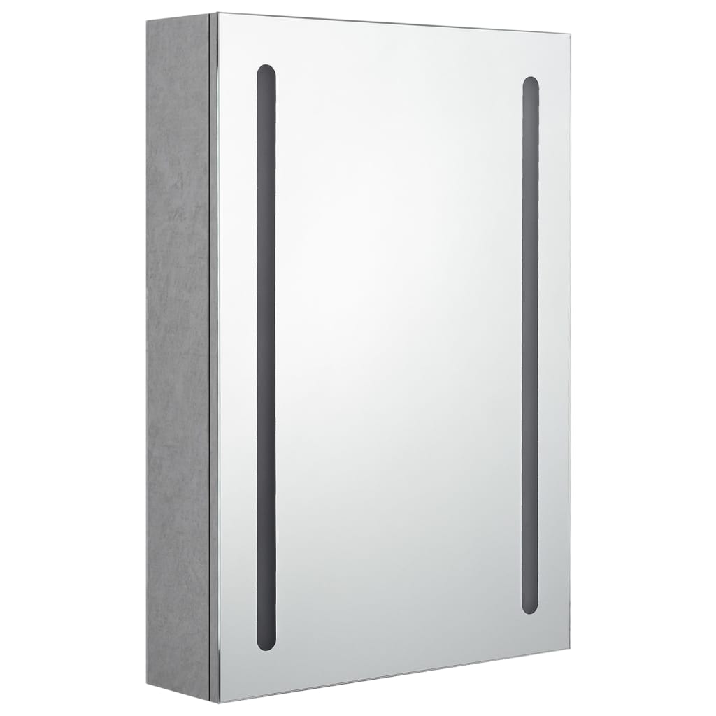 vidaXL Szafka łazienkowa z lustrem i LED, szarość betonu, 50x13x70 cm