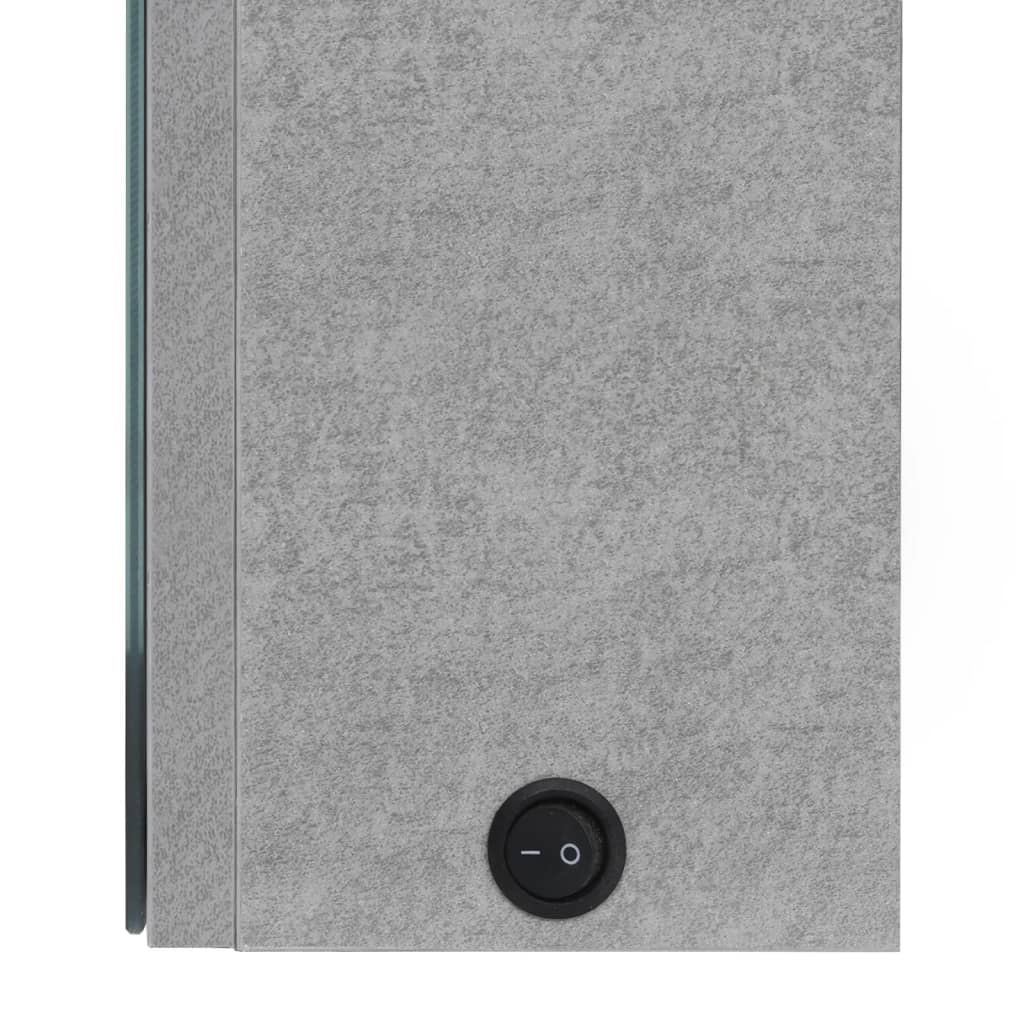 vidaXL Szafka łazienkowa z lustrem i LED, szarość betonu, 50x13x70 cm