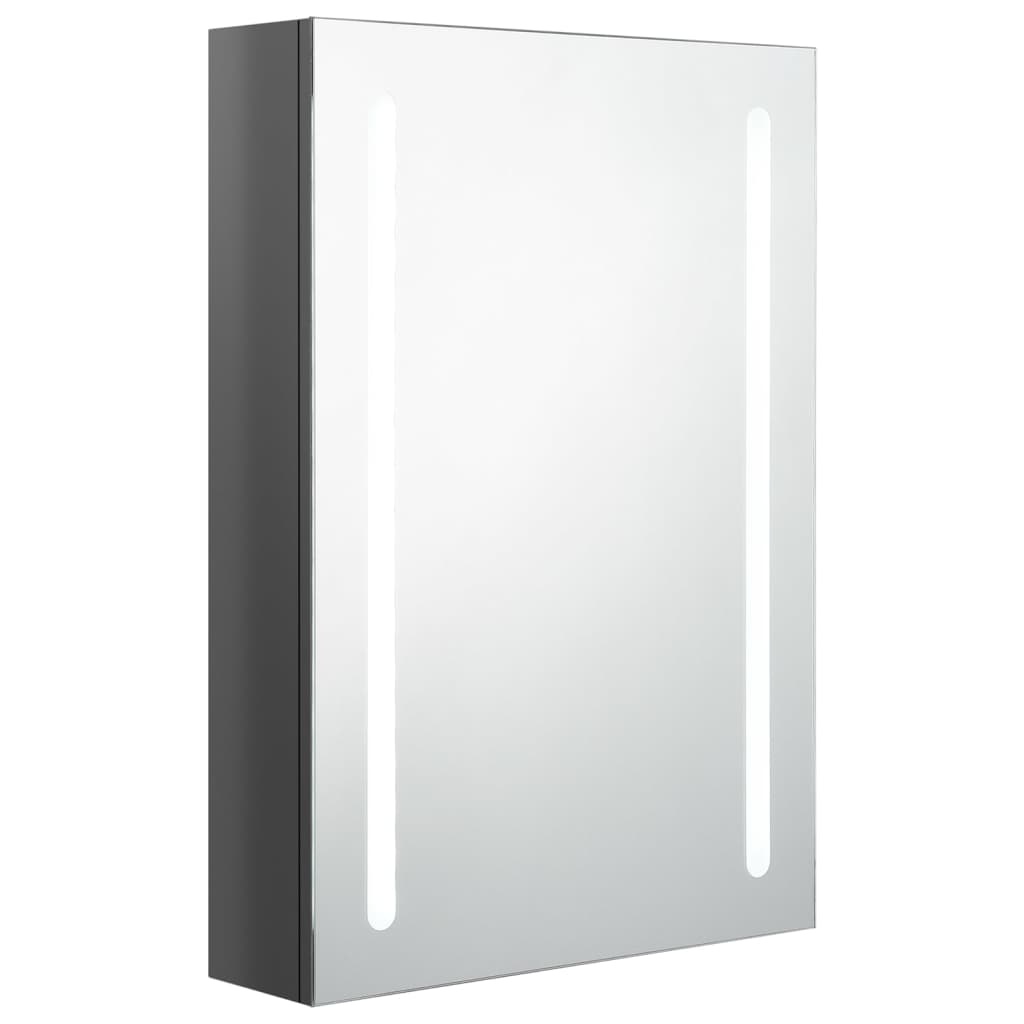 vidaXL Szafka łazienkowa z lustrem i LED, lśniąca szarość, 50x13x70 cm