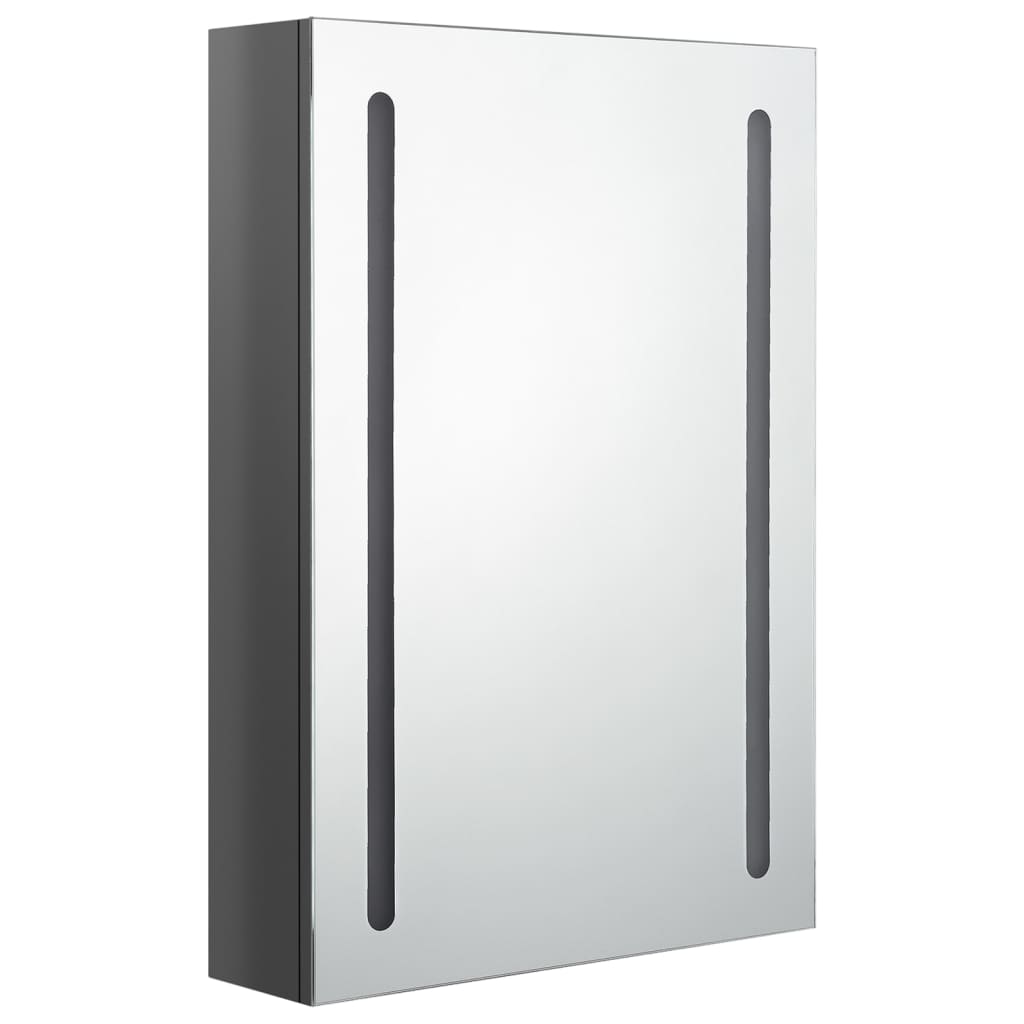 vidaXL Szafka łazienkowa z lustrem i LED, lśniąca szarość, 50x13x70 cm