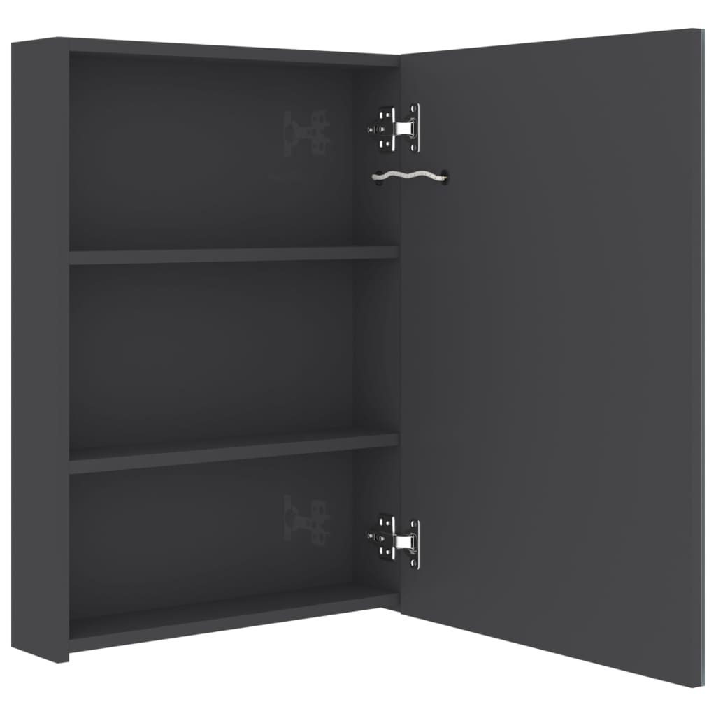 vidaXL Szafka łazienkowa z lustrem i LED, lśniąca szarość, 50x13x70 cm