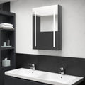 vidaXL Szafka łazienkowa z lustrem i LED, lśniąca szarość, 50x13x70 cm