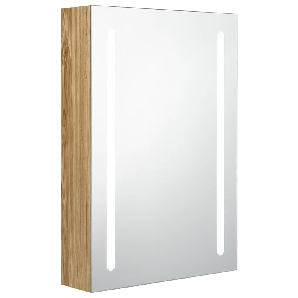 vidaXL Szafka łazienkowa z lustrem i LED, kolor dębu, 50x13x70 cm