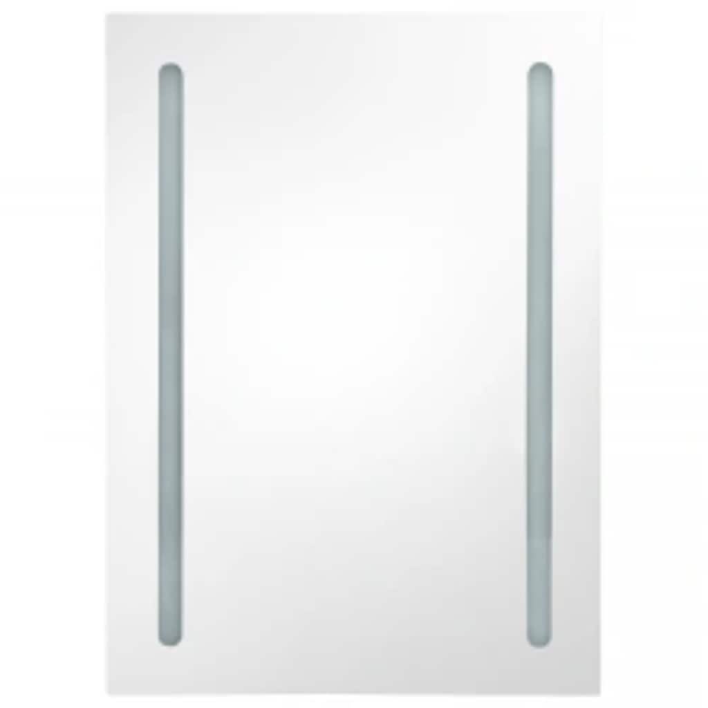 vidaXL Szafka łazienkowa z lustrem i LED, biało-dębowa, 50x13x70 cm