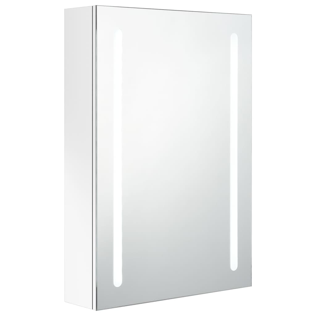 vidaXL Szafka łazienkowa z lustrem i LED, lśniąca biel, 50x13x70 cm