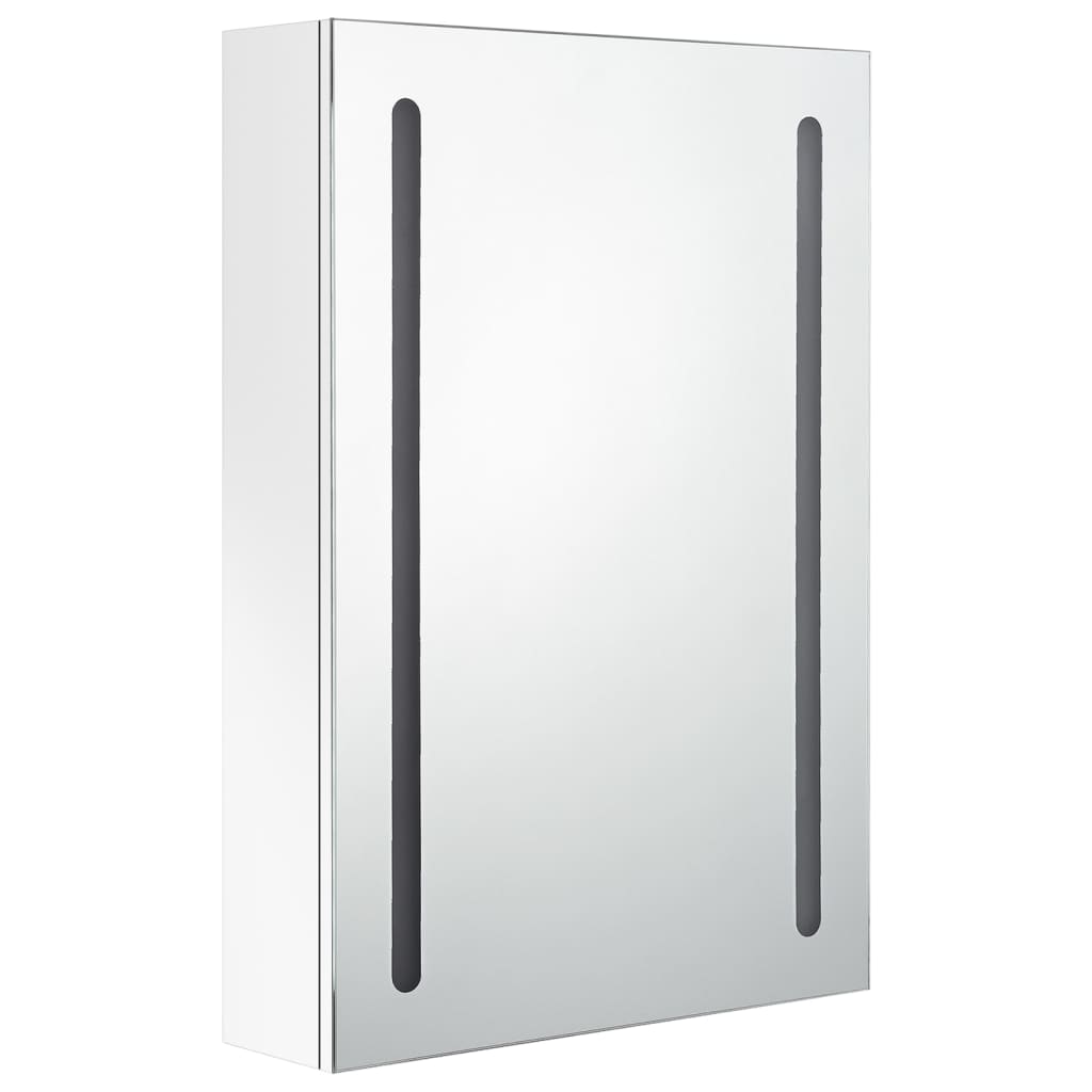 vidaXL Szafka łazienkowa z lustrem i LED, lśniąca biel, 50x13x70 cm
