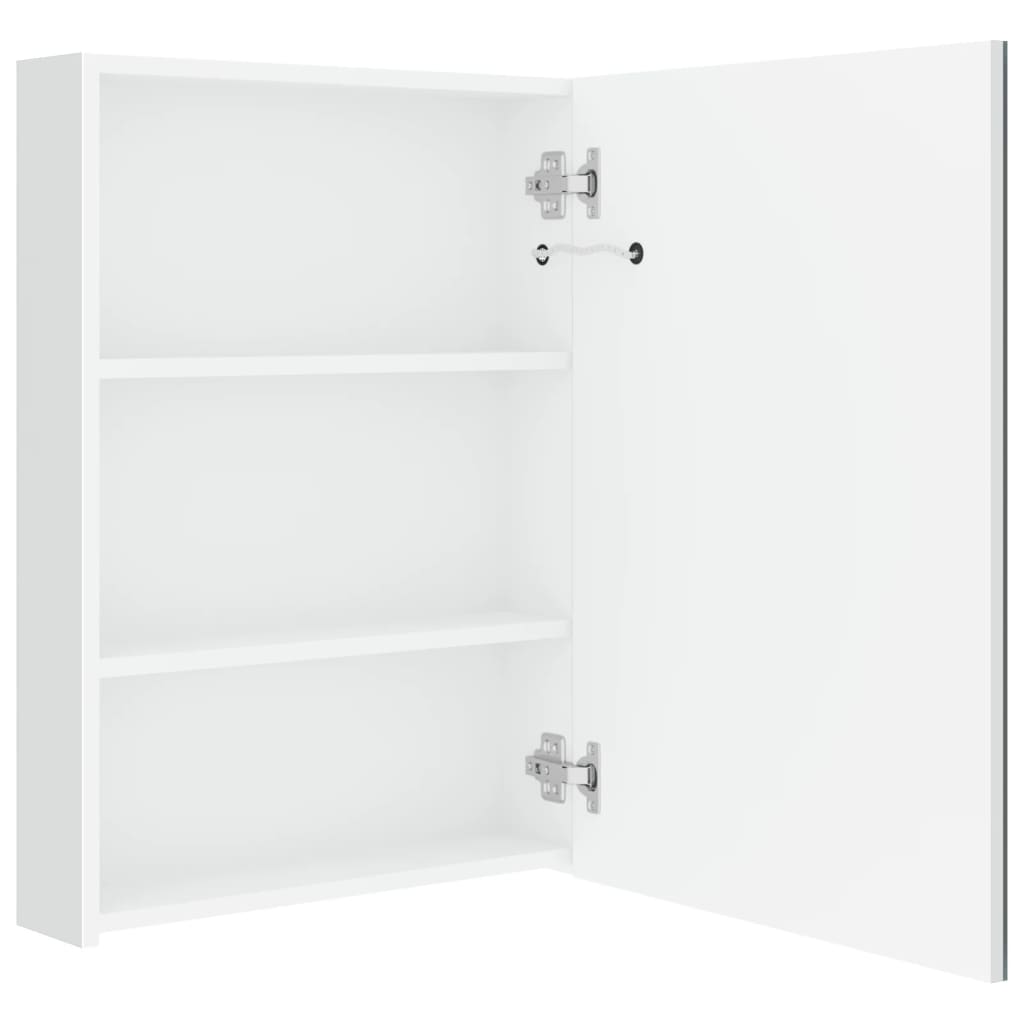 vidaXL Szafka łazienkowa z lustrem i LED, lśniąca biel, 50x13x70 cm