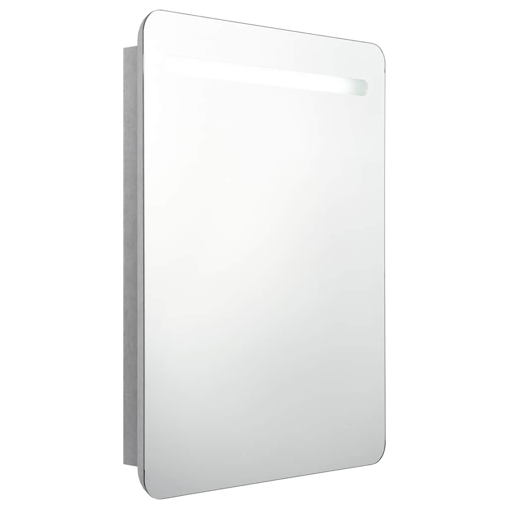 vidaXL Szafka łazienkowa z lustrem i LED, szarość betonu, 60x11x80 cm