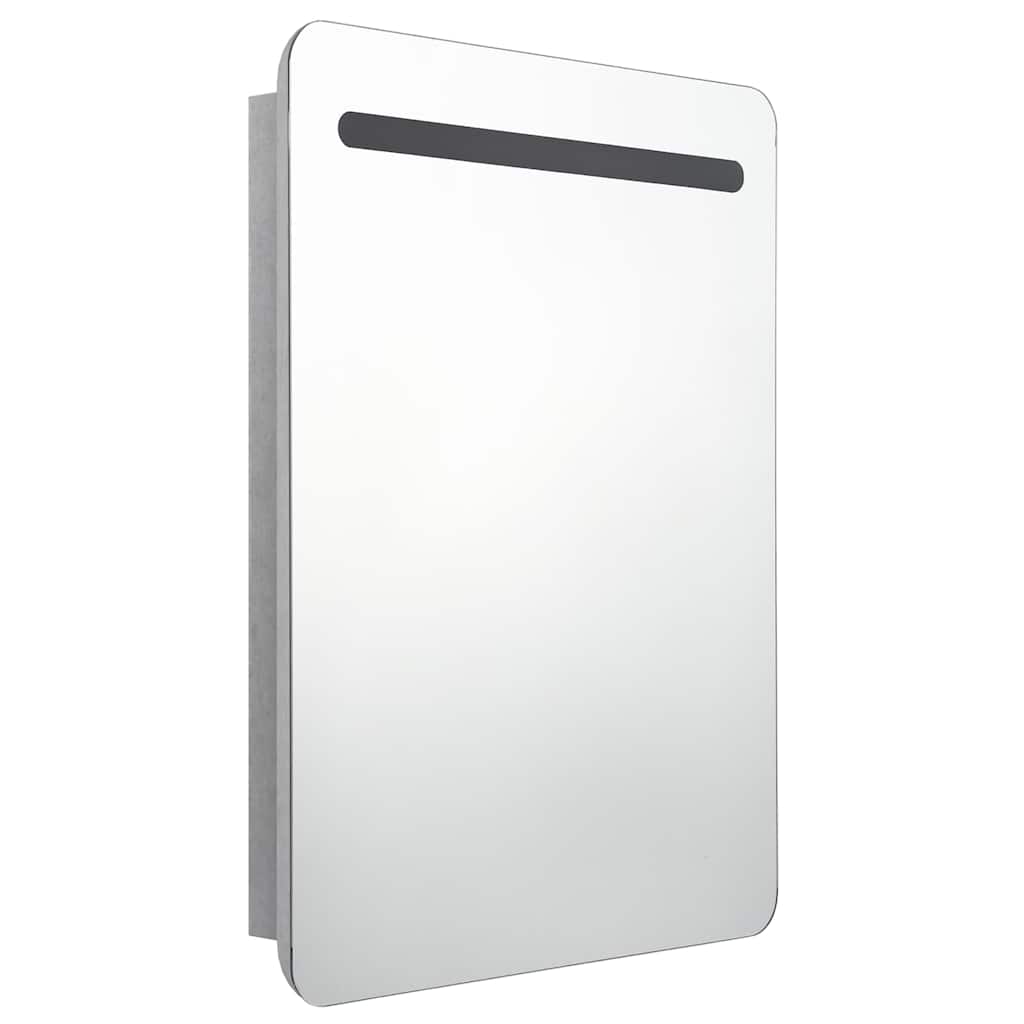 vidaXL Szafka łazienkowa z lustrem i LED, szarość betonu, 60x11x80 cm