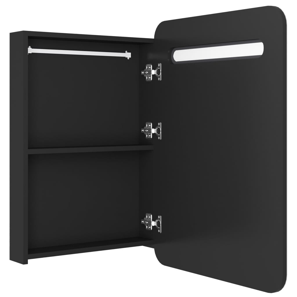 vidaXL Szafka łazienkowa z lustrem i LED, czarna, 60x11x80 cm