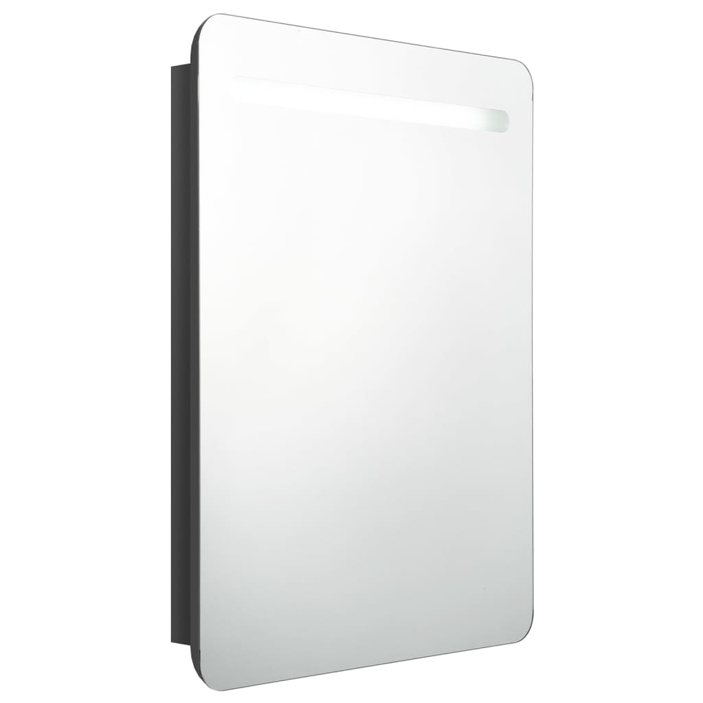 vidaXL Szafka łazienkowa z lustrem, LED, czerń z połyskiem 60x11x80 cm