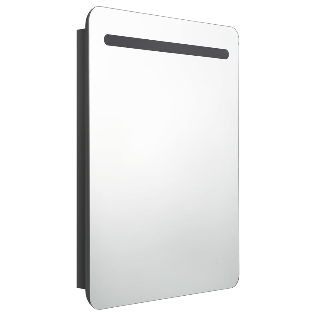 vidaXL Szafka łazienkowa z lustrem, LED, czerń z połyskiem 60x11x80 cm