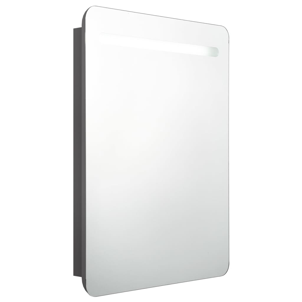 vidaXL Szafka łazienkowa z lustrem i LED, szara, 60x11x80 cm