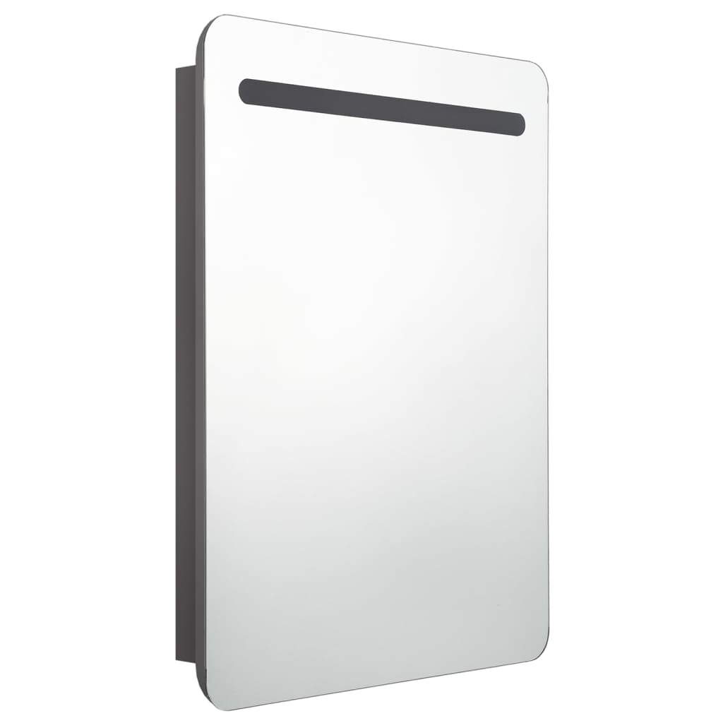 vidaXL Szafka łazienkowa z lustrem i LED, szara, 60x11x80 cm