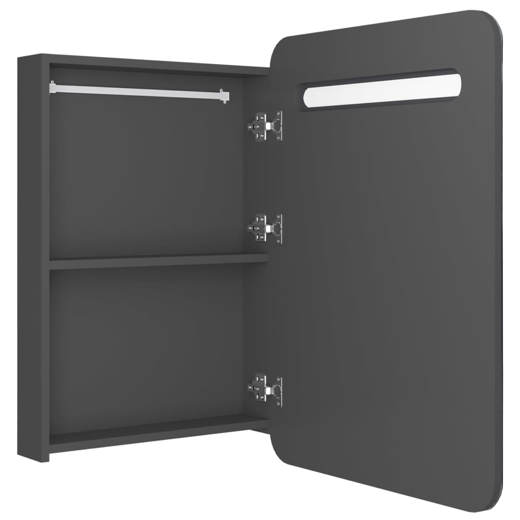 vidaXL Szafka łazienkowa z lustrem i LED, szara, 60x11x80 cm