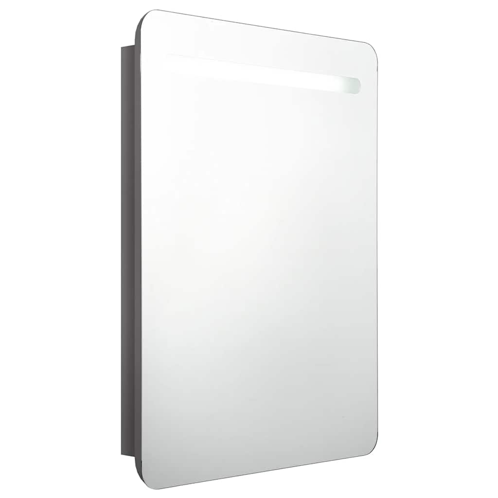 vidaXL Szafka łazienkowa z lustrem, LED, szara z połyskiem 60x11x80 cm