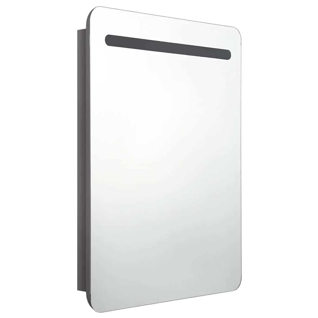 vidaXL Szafka łazienkowa z lustrem, LED, szara z połyskiem 60x11x80 cm