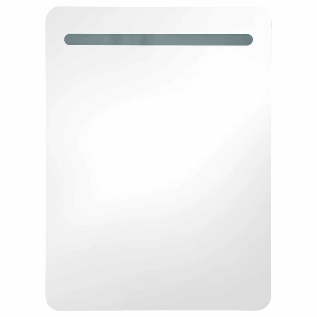 vidaXL Szafka łazienkowa z lustrem, LED, szara z połyskiem 60x11x80 cm