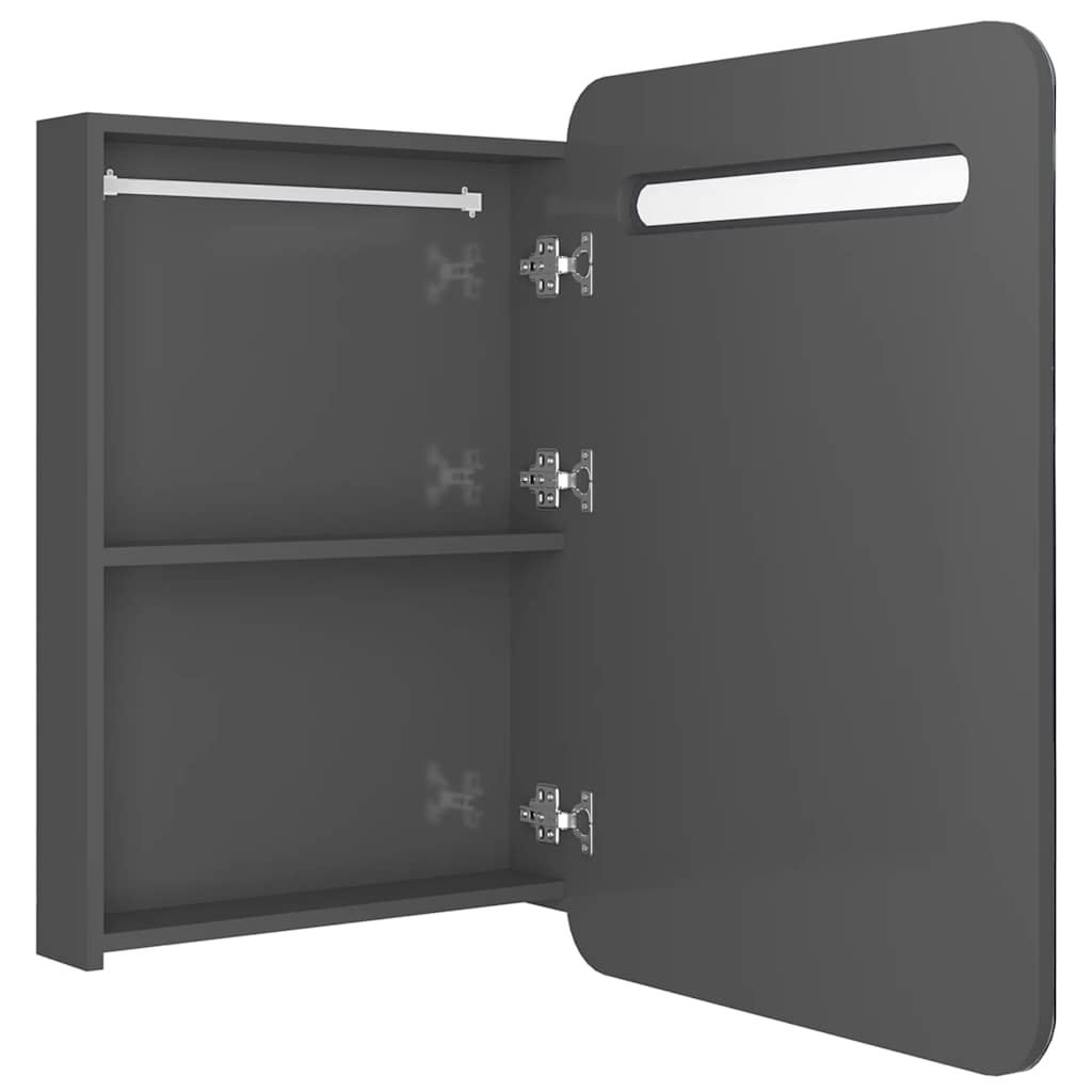 vidaXL Szafka łazienkowa z lustrem, LED, szara z połyskiem 60x11x80 cm