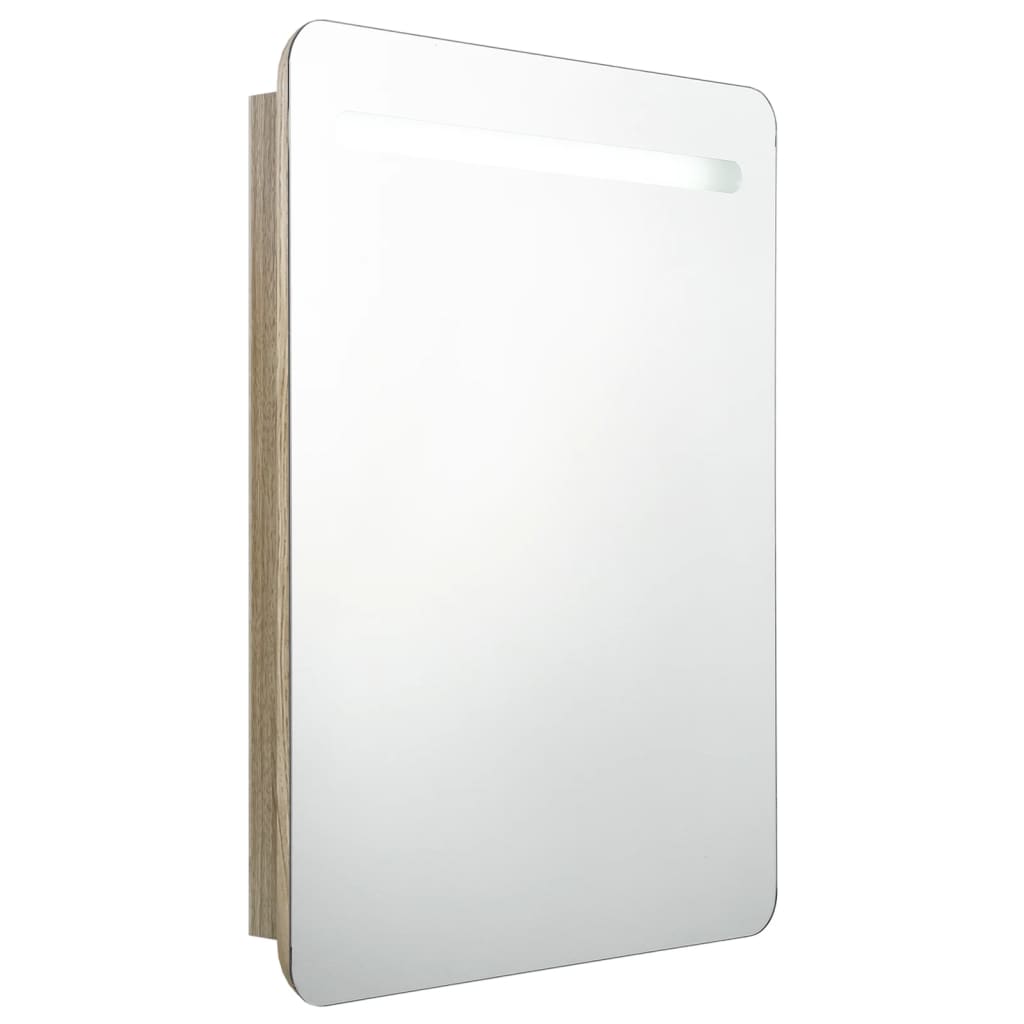 vidaXL Szafka łazienkowa z lustrem i LED, kolor dębu, 60 x 11 x 80 cm