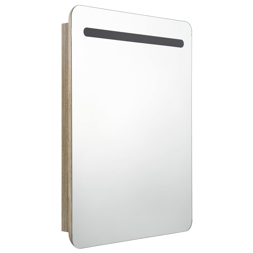 vidaXL Szafka łazienkowa z lustrem i LED, kolor dębu, 60 x 11 x 80 cm