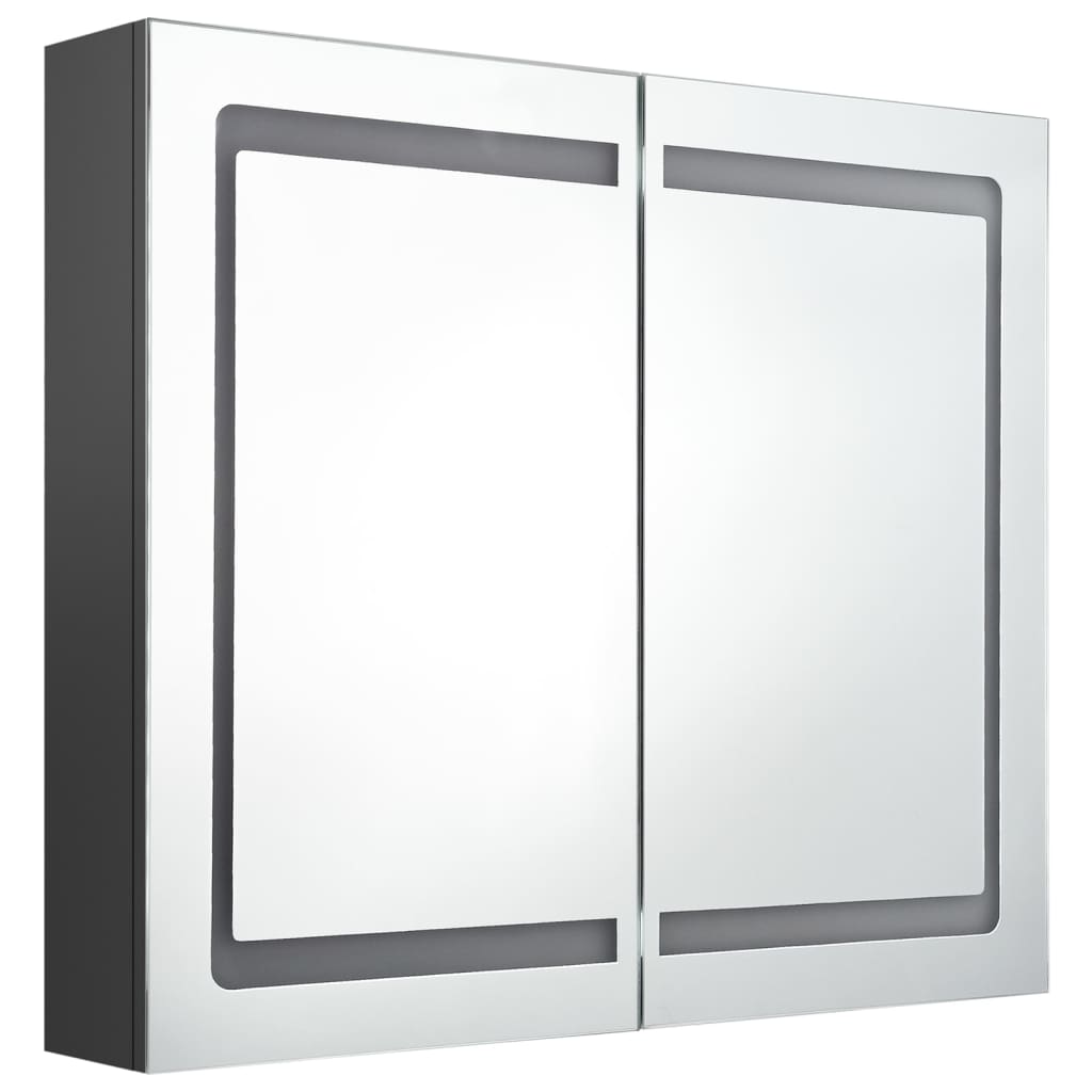 vidaXL Szafka łazienkowa z lustrem i LED, szara, 80x12x68 cm