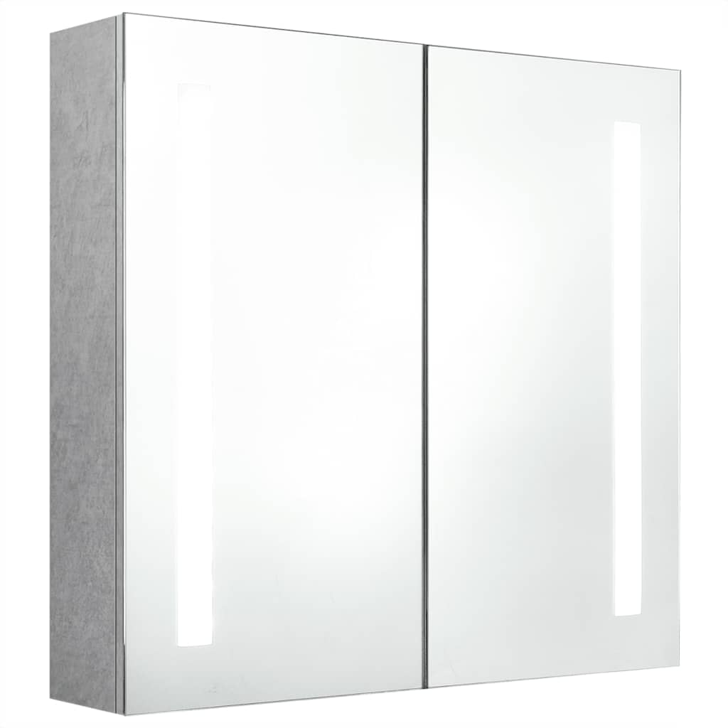 vidaXL Szafka łazienkowa z lustrem i LED, szarość betonu, 62x14x60 cm