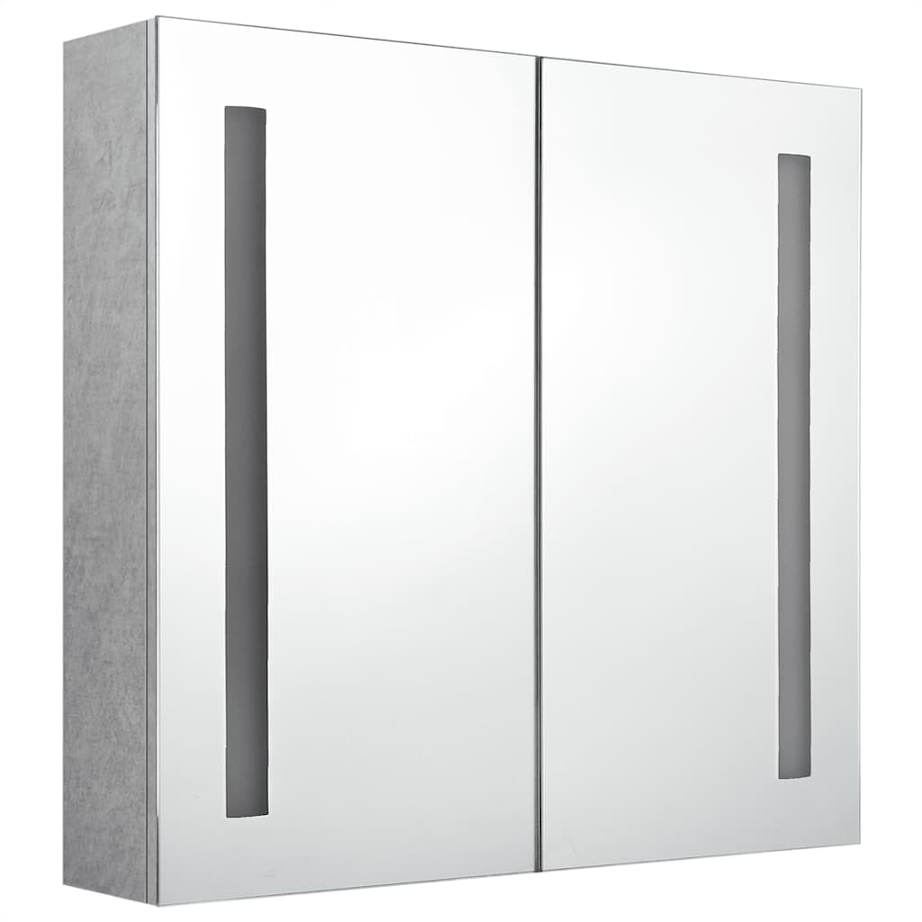 vidaXL Szafka łazienkowa z lustrem i LED, szarość betonu, 62x14x60 cm
