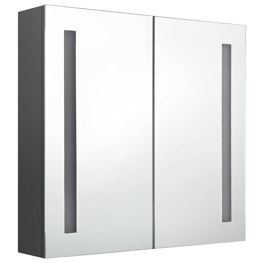 vidaXL Szafka łazienkowa z lustrem i LED, szara, 62x14x60 cm