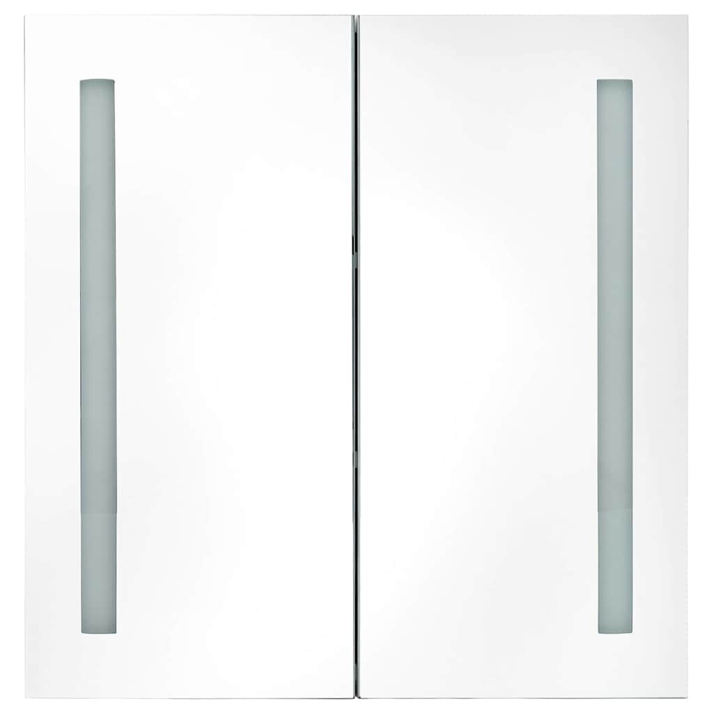 vidaXL Szafka łazienkowa z lustrem i LED, szara, 62x14x60 cm