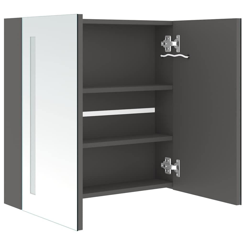 vidaXL Szafka łazienkowa z lustrem i LED, szara, 62x14x60 cm