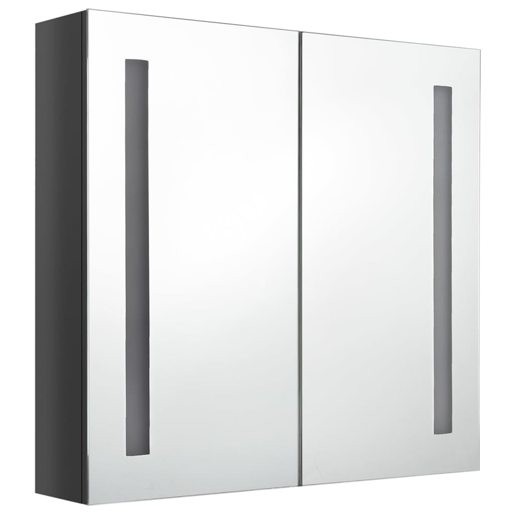 vidaXL Szafka łazienkowa z lustrem, LED, szara z połyskiem 62x14x60 cm