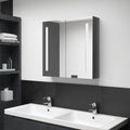 vidaXL Szafka łazienkowa z lustrem, LED, szara z połyskiem 62x14x60 cm