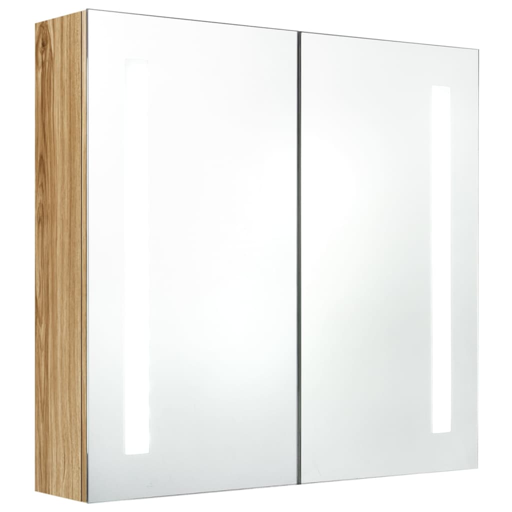 vidaXL Szafka łazienkowa z lustrem i LED, kolor dębowy, 62x14x60 cm