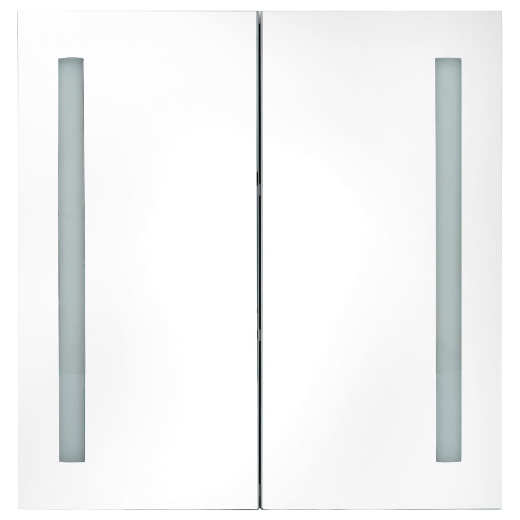vidaXL Szafka łazienkowa z lustrem i LED, biel z połyskiem 62x14x60 cm